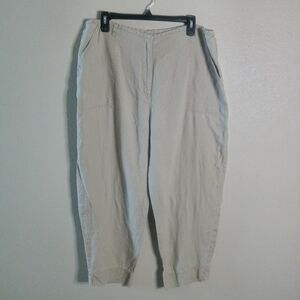 🦋 Vintage Orvis Linen Capri Pants Beige Plus Size 18